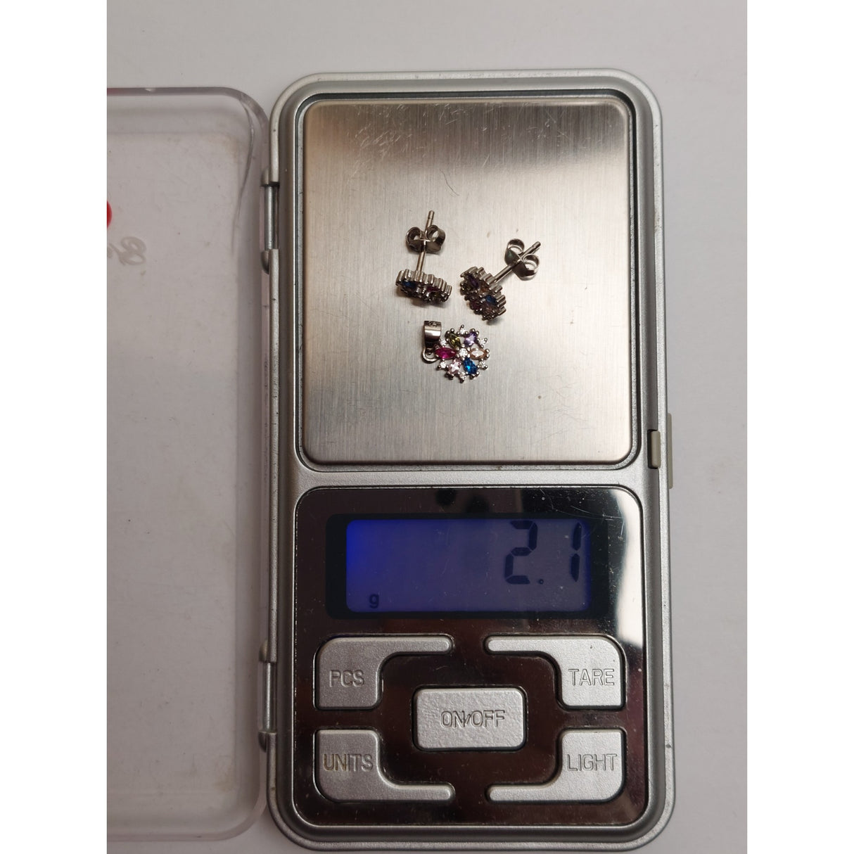 Set din Argint 925 Fulg de Nea cu Pietre Colorate, Jolie Silver, 2.1g, 1 cm x 0.9 cm - vivimall.ro