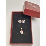 Set din Argint 925 Fulg de Nea cu Pietre Colorate, Jolie Silver, 2.1g, 1 cm x 0.9 cm - vivimall.ro