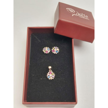 Set din Argint 925 Fulg de Nea cu Pietre Colorate, Jolie Silver, 2.1g, 1 cm x 0.9 cm - vivimall.ro