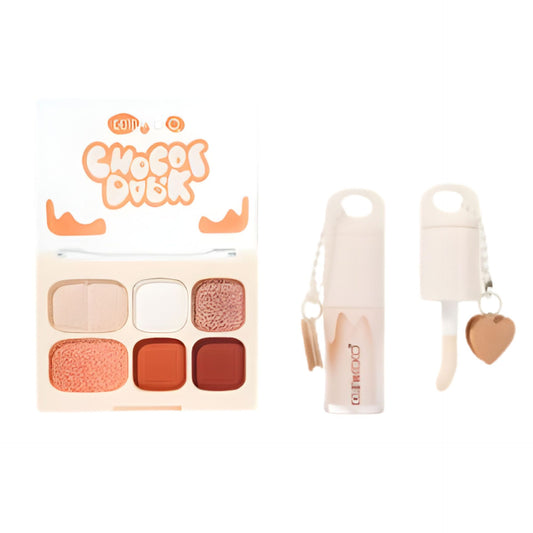 Set machiaj Kevin&Coco cu paletă 6 farduri ochi și lip gloss portocaliu, vedere frontală, 10.4 g