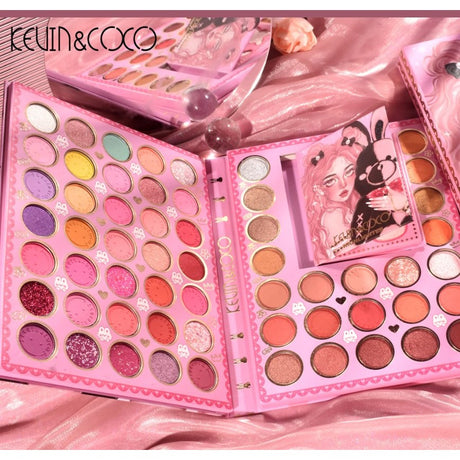 Set farduri 2 in 1 Kevin&Coco, paleta 62 nuante, mini paleta iluminator tip carte, rezistenta ridicata, 22 x 17 cm, 430 g, multicolor - vivimall.ro