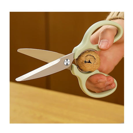 Set foarfeca pentru bucatarie Vivimall, curatator legume tip suport, multifunctional, spargator nuci, material ABS si otel inoxidabil, maner ergonomic, 16.8 x 7.8 x 1 cm, verde - vivimall.ro