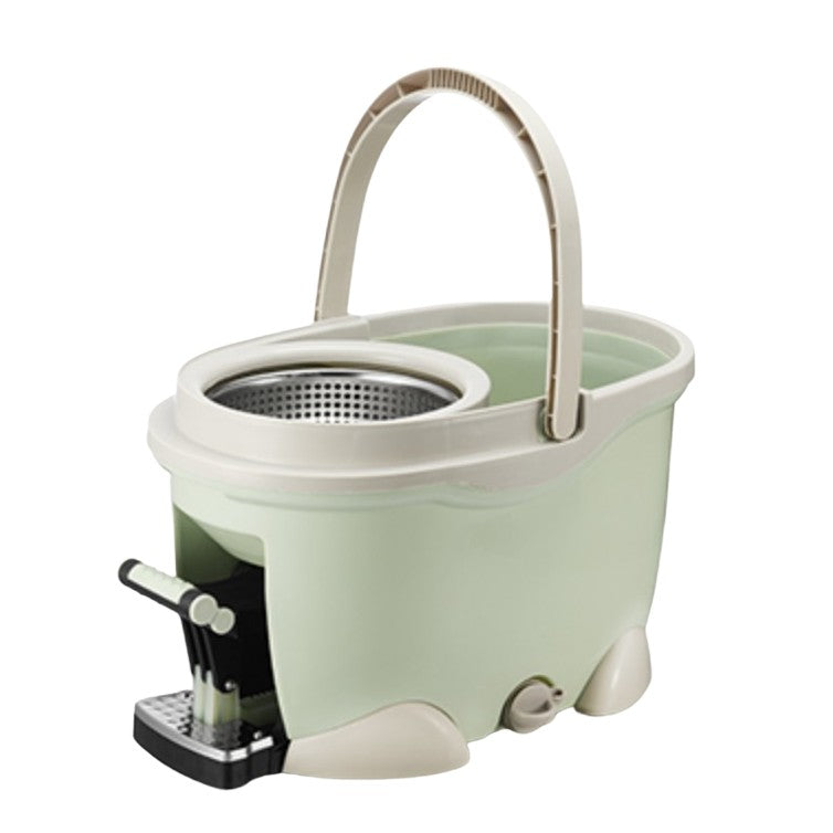Set Galeata cu Pedala si Mop Rotativ 360°, Vivimall, Cu Actiune Centrifuga x4, Pentru Uz Casnic, Maner din Otel Inoxidabil Telescopic, 2 Capte din Bumbac, 46x30x28 cm, Verde Matcha - vivimall.ro