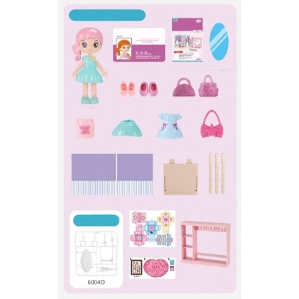 Set garderoba cu tinute, Vivimall, casa de papusi cu haine si accesorii - vivimall.ro