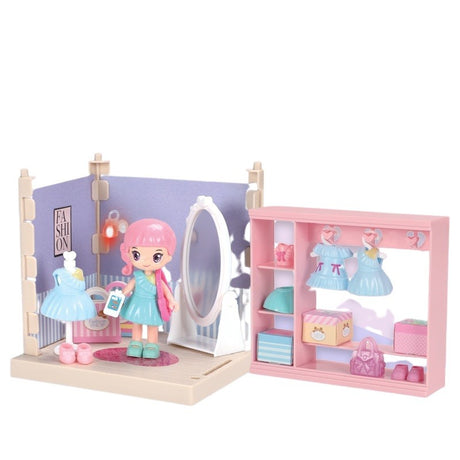 Set garderoba cu tinute, Vivimall, casa de papusi cu haine si accesorii - vivimall.ro