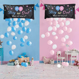 Set Gender Reveal, Vivimall, Balloon Drop Bag, din Plastic si Latex, 24 Baloane Roz si Albastru 13 cm, Sac pentru Baloane 60 x 120 cm, Multicolor - vivimall.ro