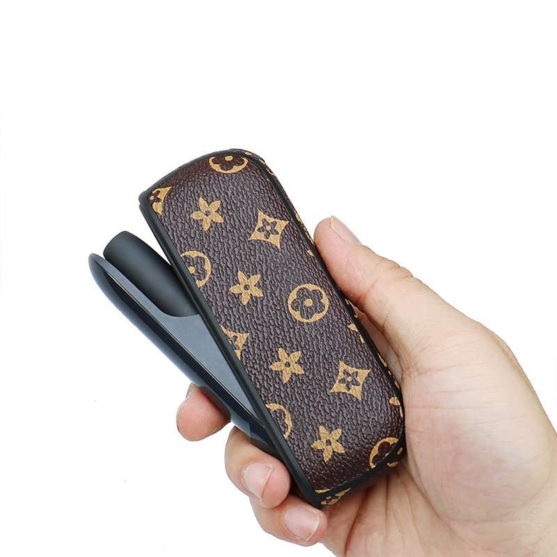 Set Husa Piele Ecologica Si Capac Plastic Flippy, pentru IQOS 3.0 DUO, de Protectie, Anti Soc si Zgarieturi, 20 gr, 12 x 4 x 2 cm, Maro - vivimall.ro