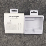 Set complet încărcător USB-C 45W și cablu 1m alb, vedere de ansamblu ambalaj