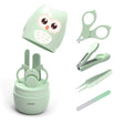 Set 4 Piese Ingrijire Unghii Bebelusi, Vivimall, din ABS+Otel Inoxidabil, Cutie de Depozitare Tip Bufnita, de la 0 Luni, 11.5 x 5 x 11.5 cm, Verde - vivimall.ro