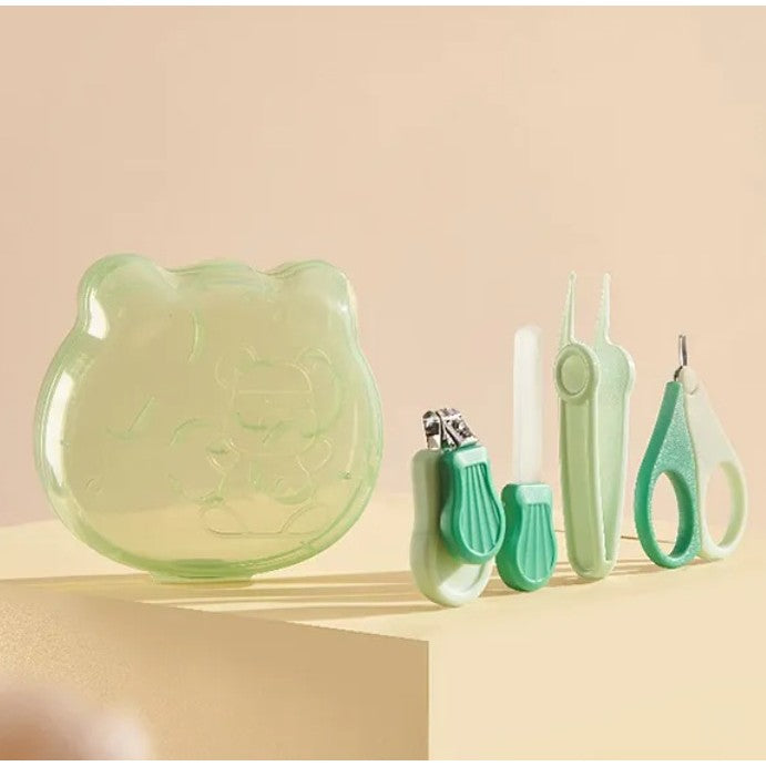 Set Ingrijire Unghii pentru Bebelusi, Vivimall, Cutie de Depozitare in Forma de Ursulet, 10 x 9.5 cm, Verde - vivimall.ro