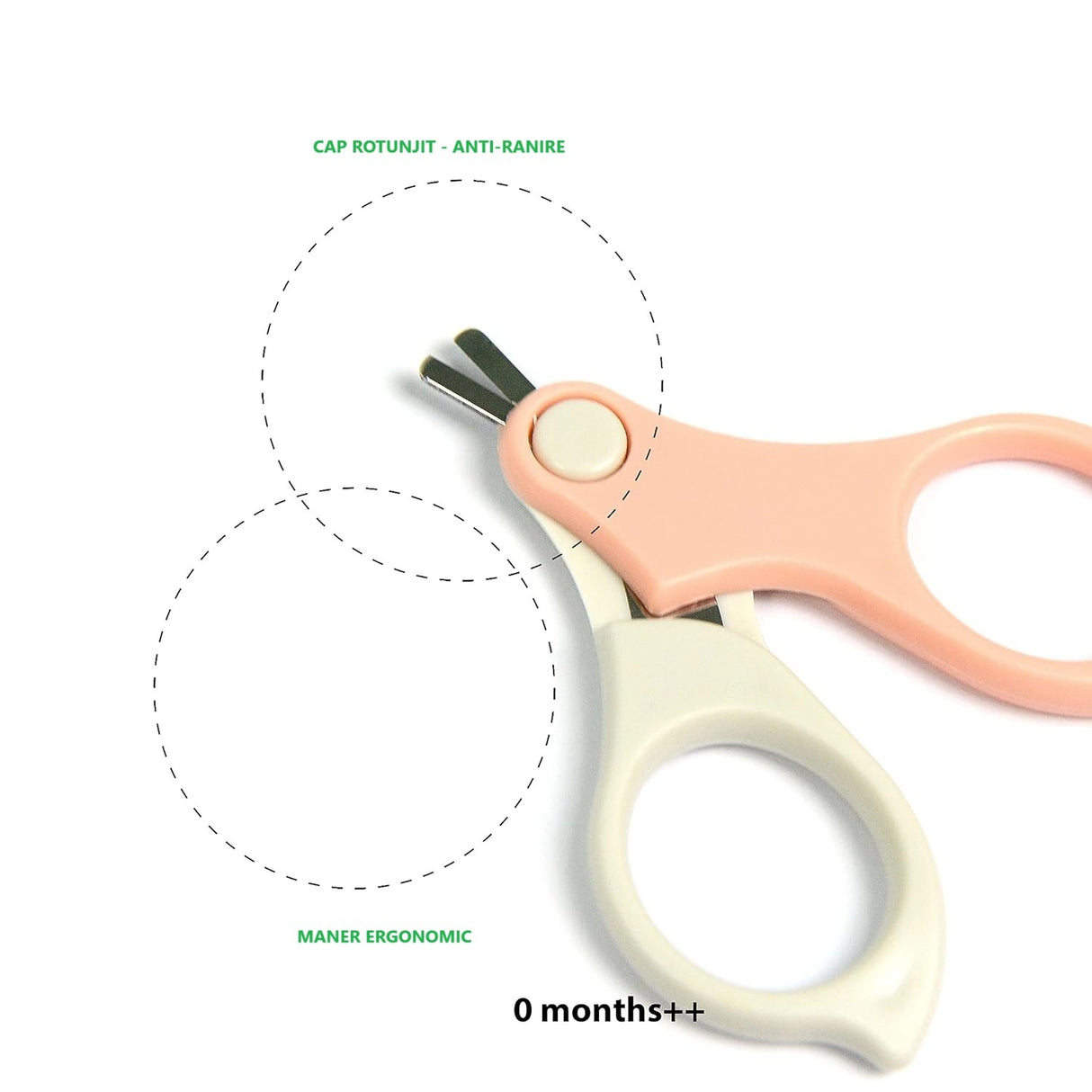 Set 4in1 de Ingrijire Unghii pentru Bebelusi, Vivimall, Cutie de Depozitare Transparenta, 0-6 Ani, 13.6x8x2 cm, Roz - vivimall.ro