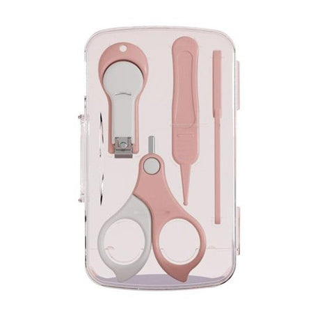 Set 4in1 de Ingrijire Unghii pentru Bebelusi, Vivimall, Cutie de Depozitare Transparenta, 0-6 Ani, 13.6x8x2 cm, Roz - vivimall.ro