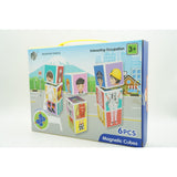 Set inteligent de cuburi magnetice pentru copii, 6 piese, cutie depozitare, puzzle joburi, +3 ani, multicolor - vivimall.ro