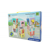 Set inteligent de cuburi magnetice pentru copii, 6 piese, cutie depozitare, puzzle joburi, +3 ani, multicolor - vivimall.ro
