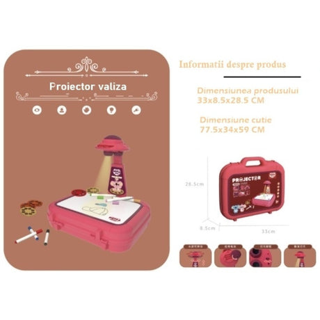 Set Jucarie Educativa Proiector Cu Masa Pentru Desen, 48 De Imagini, 6 Discuri De Proiectare, Creioane Colorate, Cutie Depozitare, +3 Ani, Resigilat - vivimall.ro