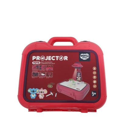 Set jucarie educativa proiector cu masa pentru desen, 48 de imagini, 6 discuri de proiectare, creioane colorate, cutie depozitare, +3 ani, Rosu, Resigilat - vivimall.ro
