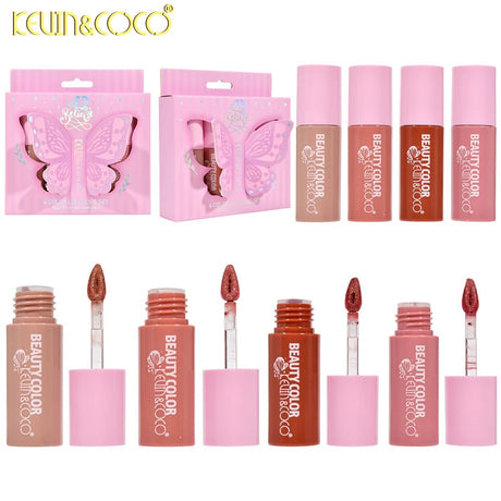 Set Luciu de Buze, Kevin&Coco, 4 Lip Gloss, Model Believe, Stralucire si Hidratare Intensa, 10x2.2x10.3 cm, 4x2.5 ml, Multicolor - vivimall.ro