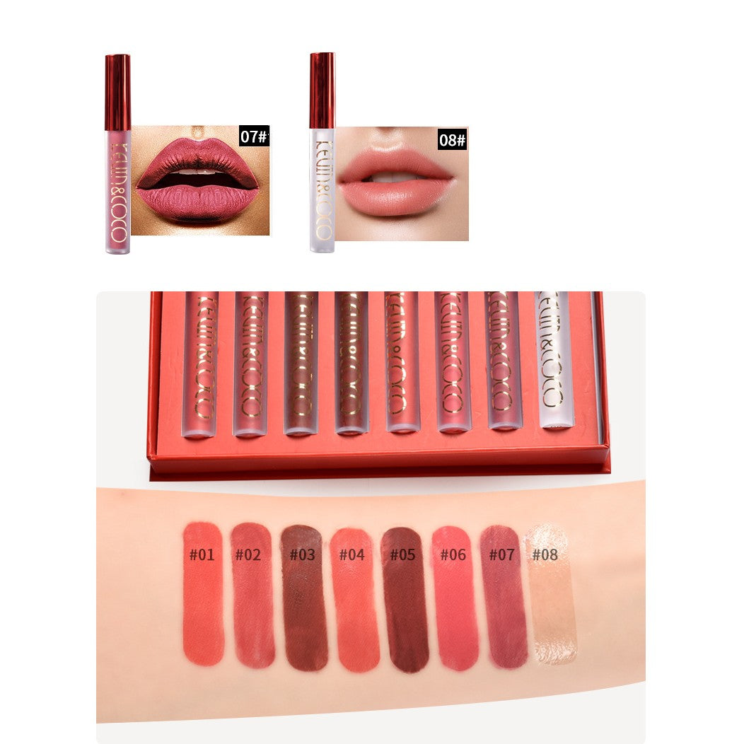 8 db-os matt rúzskészlet, átnedvesedésálló, Kevin&amp;Coco, 2,5 ml