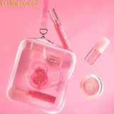 Set Machiaj Complet, Kevin&Coco, Trusa Machiaj Portabila, Mini Kit, 4 Articole Esentiale pentru Stralucire, Design Inima, Roz - vivimall.ro