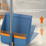 Set Matura si Faras cu Coada Vivimall, cu Dinti de Pieptene pentru Curatare Matura, rotativ, pliabil, detasabil, Otel inoxidabil si Polipropilena, albastru - vivimall.ro