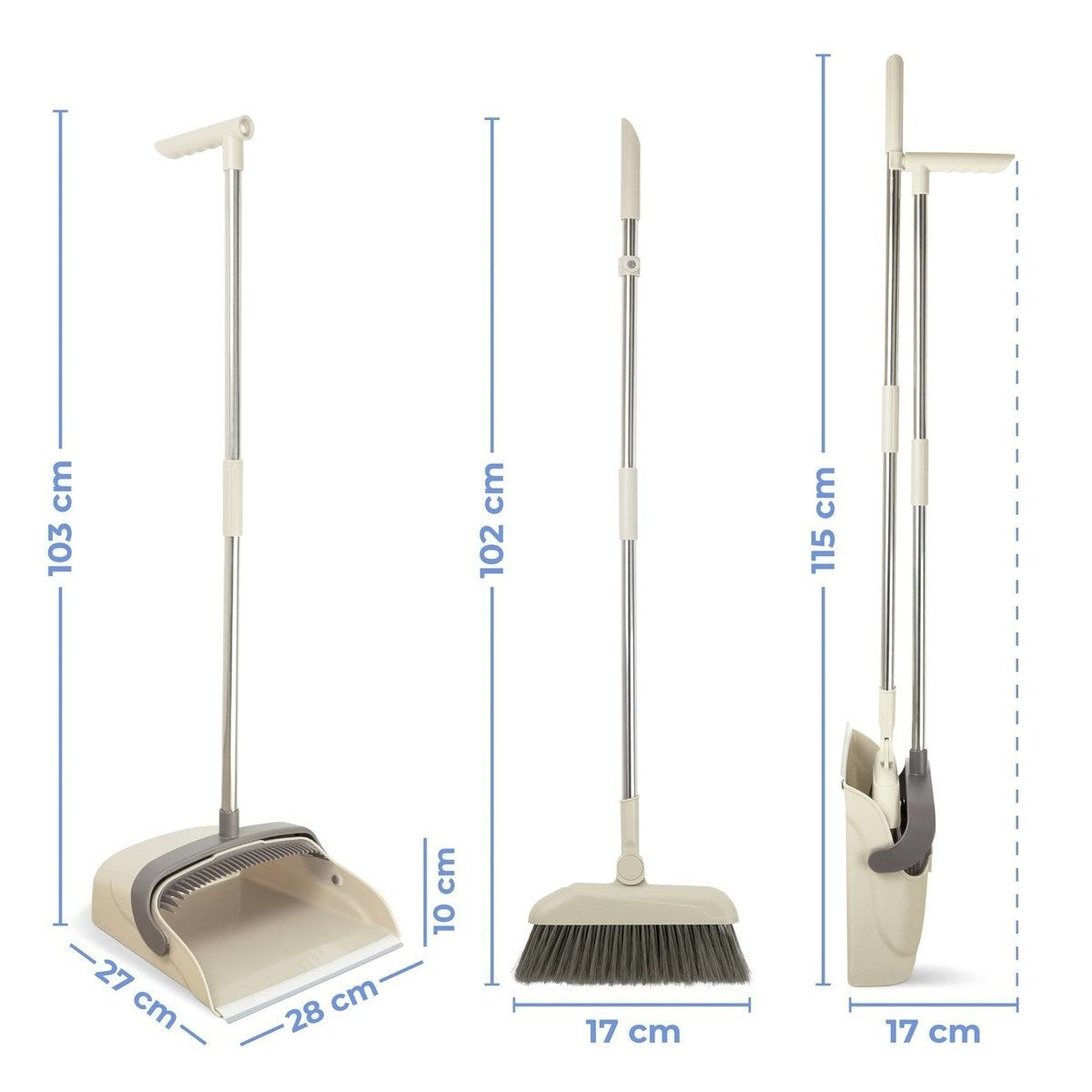 Set matura si faras cu coada, Vivimall, Pentru uz casnic, Plastic/Otel, Maro/Bej, Depozitare verticala, 26x25.5x83 cm, Resigilat - vivimall.ro