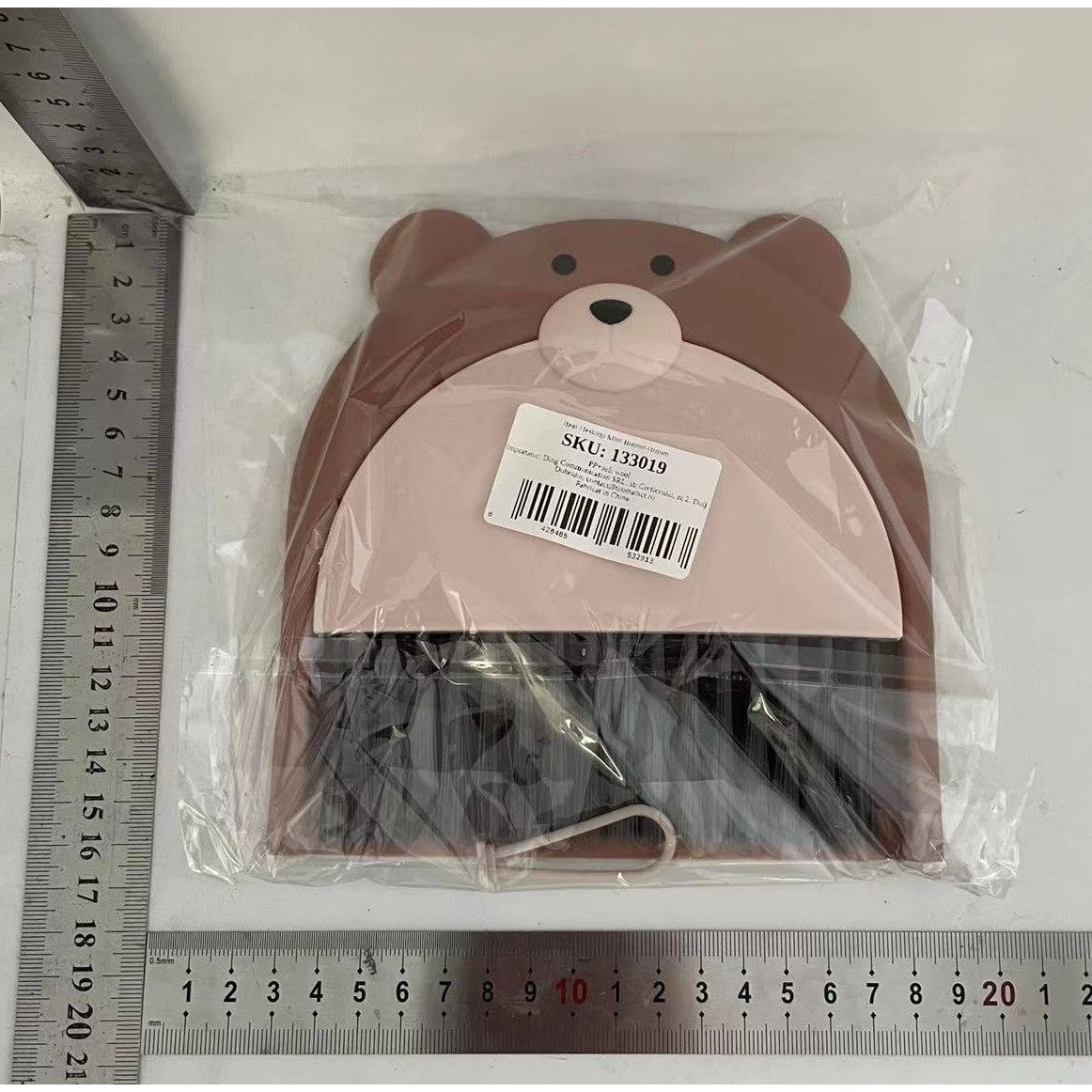 Set Matura si Faras, Vivimall, Pentru Birou, din PP, Model Ursulet, 23.5 x 18 cm, Maro - vivimall.ro