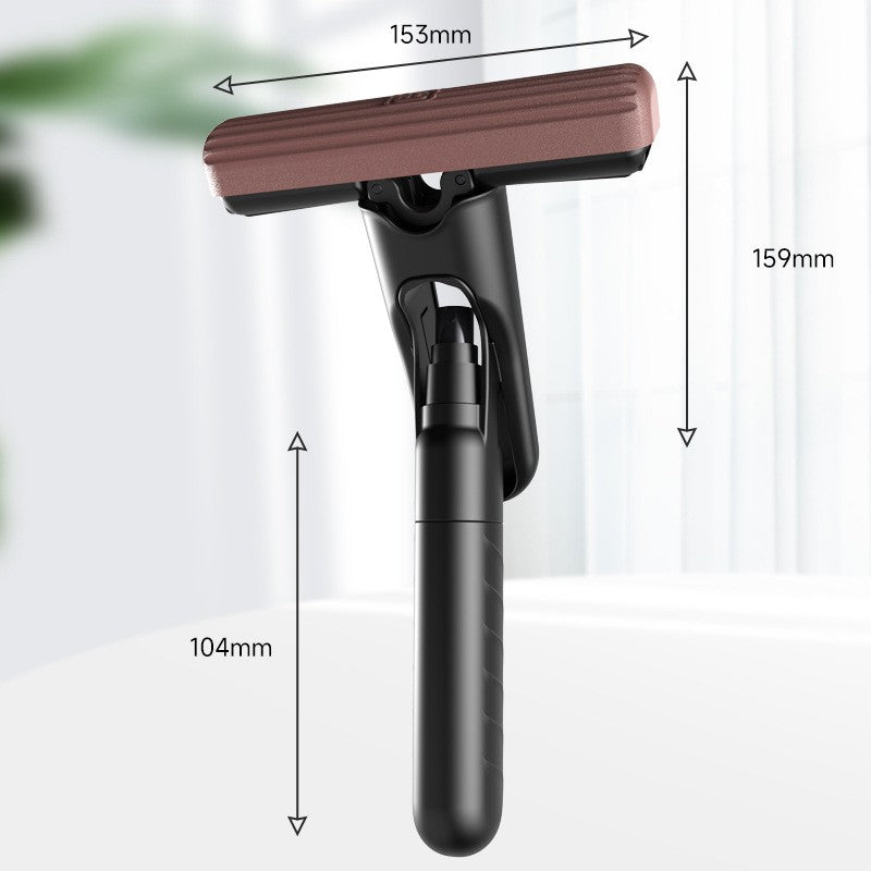 Mop Plat cu Pulverizare, Vivimall, Recipient pentru Solutie de Suprafete, Geamuri, Interior Auto, Maner Scurt, Usor de Utilizat, Sistem de Stoarcere, 15.5 x 15.5 x 12.5 cm, Negru - vivimall.ro