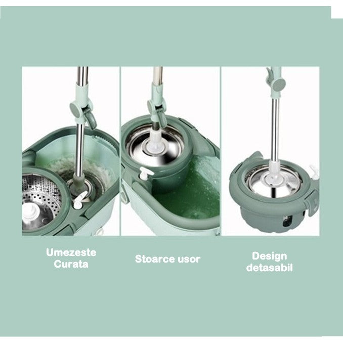 Set Mop Rotativ Cu Galeata 8L | SpinClean - vivimall.ro