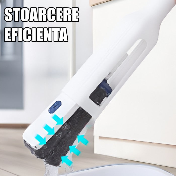Set Mop Telescopic cu Galeata Pliabila, Vivimall, Gri, 32 cm, Maner Reglabil 140 cm, Sistem de Stoarcere Usor si Eficient - vivimall.ro
