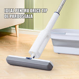 Set Mop Telescopic cu Galeata Pliabila, Vivimall, Gri, 32 cm, Maner Reglabil 140 cm, Sistem de Stoarcere Usor si Eficient - vivimall.ro