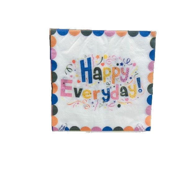 Set 20 Servetele de Masa, Vivimall, din Hartie, 33 x 33 cm, Model Happy Everyday, Multicolor - vivimall.ro