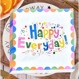 Set 20 Servetele de Masa, Vivimall, din Hartie, 33 x 33 cm, Model Happy Everyday, Multicolor - vivimall.ro