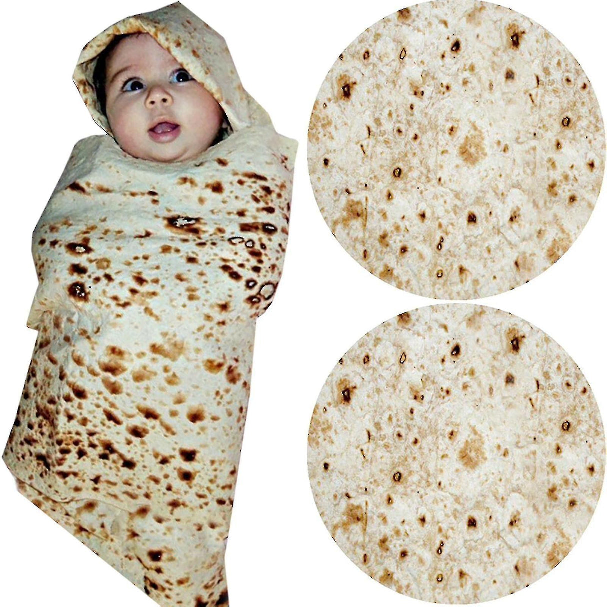 Set patura flanel si caciula Vivimall, forma lipie, pentru nou-nascuti, material poliester, 85 cm, crem - vivimall.ro