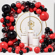 Baloane decorative pentru Nunta, Zi de Nastere, Evenimente, Vivimall, Arcada Set din 124 baloane, din latex, baloane cu confetii, Negru Rosu - vivimall.ro