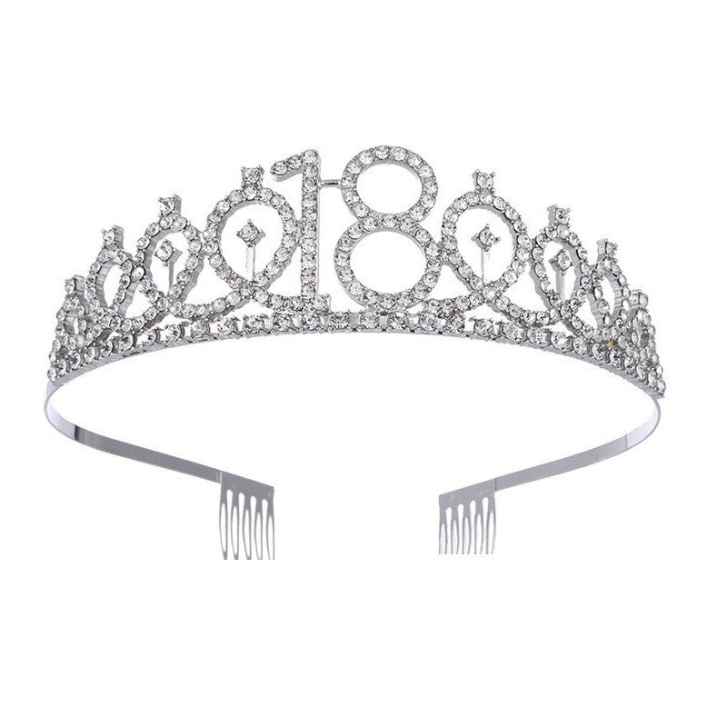 Set 2 Piese pentru Majorat, Vivimall, 15 x 13 x 5 cm, Coronita Printesa Silver si Panglica 18&amp;Fabulous, Negru - vivimall.ro