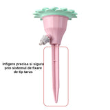 Csepegtető készlet, szeleppel, öntözéshez, virágmintás, állítható sebesség, bepattintható rögzítés, praktikus, 16,8 x 9 cm, rózsaszín