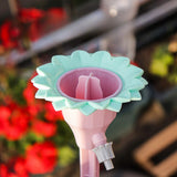 Csepegtető készlet, szeleppel, öntözéshez, virágmintás, állítható sebesség, bepattintható rögzítés, praktikus, 16,8 x 9 cm, rózsaszín