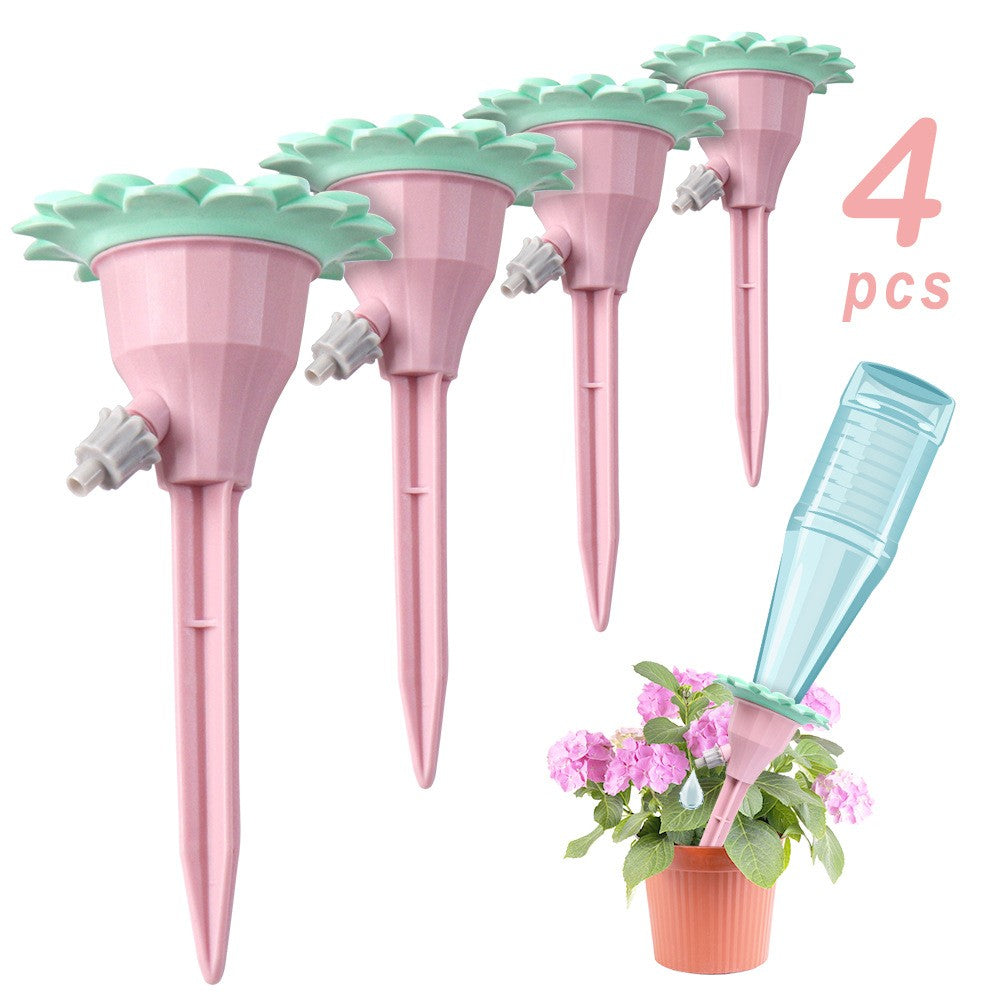 Set Picurătoare, Cu Valvă, Pentru Irigare, Design Floare, Viteză Reglabilă, Fixare Prin Înfigere, Practic, 16,8 x 9 cm, Roz - vivimall.ro