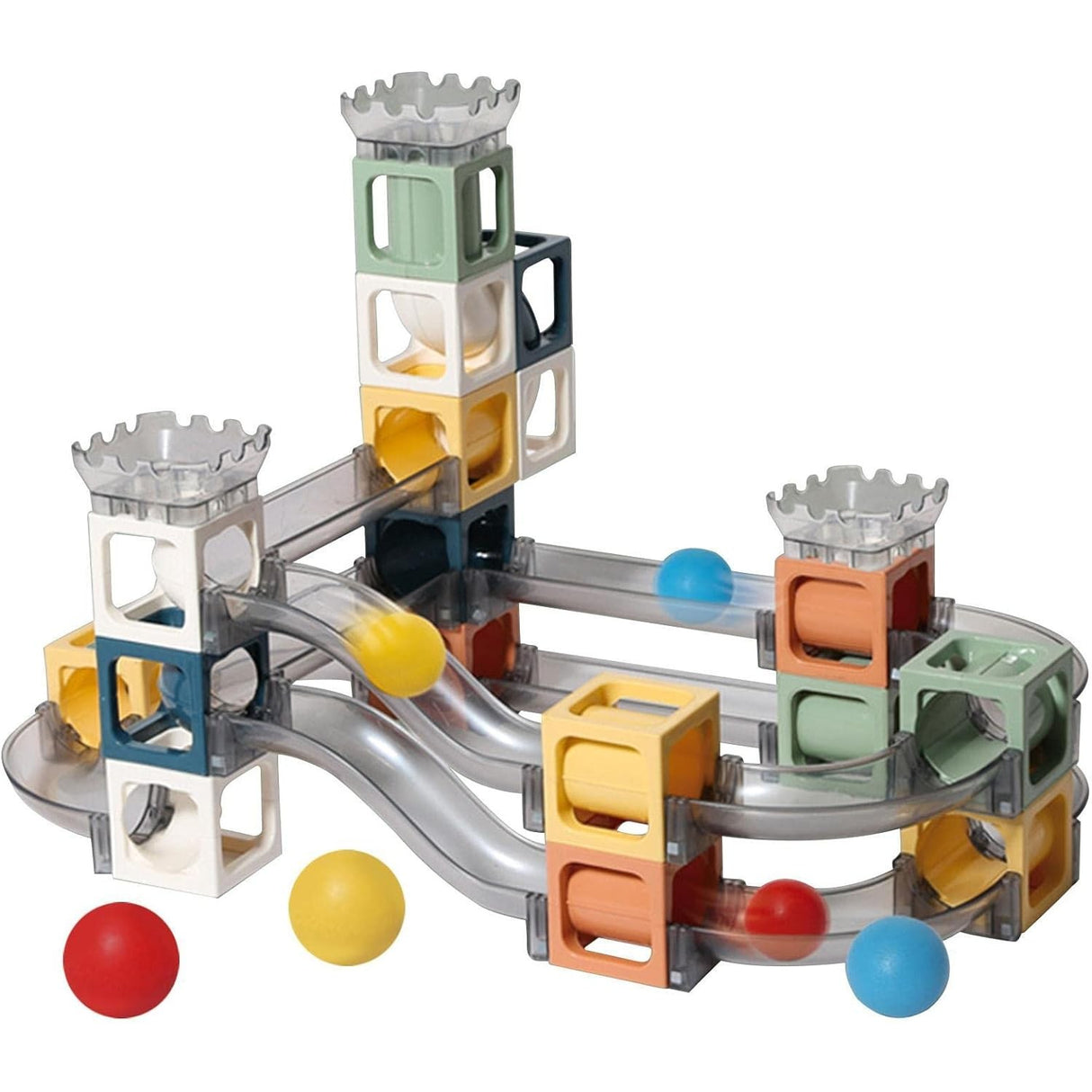 Set piese magnetice de constructie, Vivimall, Cu tobogane si bile, 41 piese, Multicolor - vivimall.ro