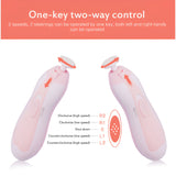 Set Pila Electrica pentru Copii si Bebelusi, Vivimall, ABS, 6 Accesorii, cu Lumina LED, Roz Alb - vivimall.ro