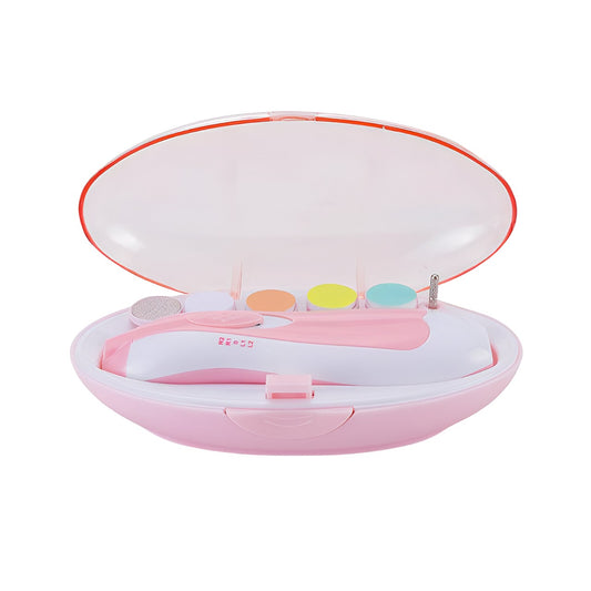 Set Pila Electrica pentru Copii si Bebelusi, Vivimall, ABS, 6 Accesorii, cu Lumina LED, Roz Alb - vivimall.ro