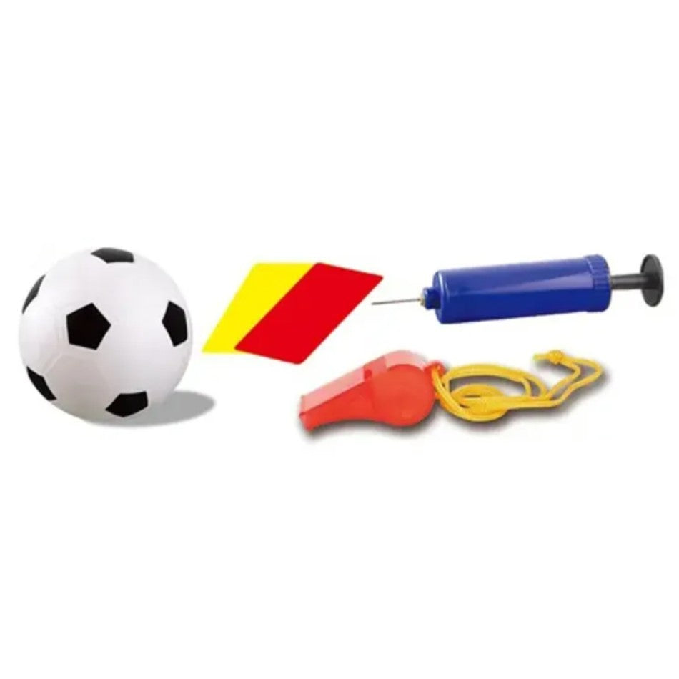 Set Poarta de Fotbal pentru Copii, Vivimall, 45x60 cm, Minge, Cartonase, Pompa, Fluier, Interactiv, Distractiv, Galben - vivimall.ro