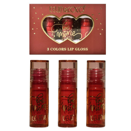 Set Rujuri de Buze Mate, KEVIN &amp; COCO, Be Mine 3 Culori, Lip-Gloss, 11 x 7.3 x 2.7cm, Roz, Varianta A - vivimall.ro