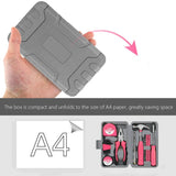 Set Scule 24 piese pentru Uz Casnic, Flippy, Instrumente Set in Trusa de Plastic Gri, din Plastic si Metal, 20 x 12.5 x 3 cm, Roz