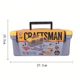 Trusa Scule si Unelte de Jucarie pentru Copii, Vivimall, 19 Piese Material Plastic, Interactiv, +3 Ani, 27.5x15.5x13 cm, Gri/Portocaliu - vivimall.ro