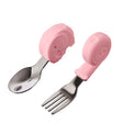 Set Tacamuri pentru Bebelusi, Vivimall, Lingura si Furculita, Inox/Silicon, 1- 3 Ani, Model cu Animale, Multicolor - vivimall.ro