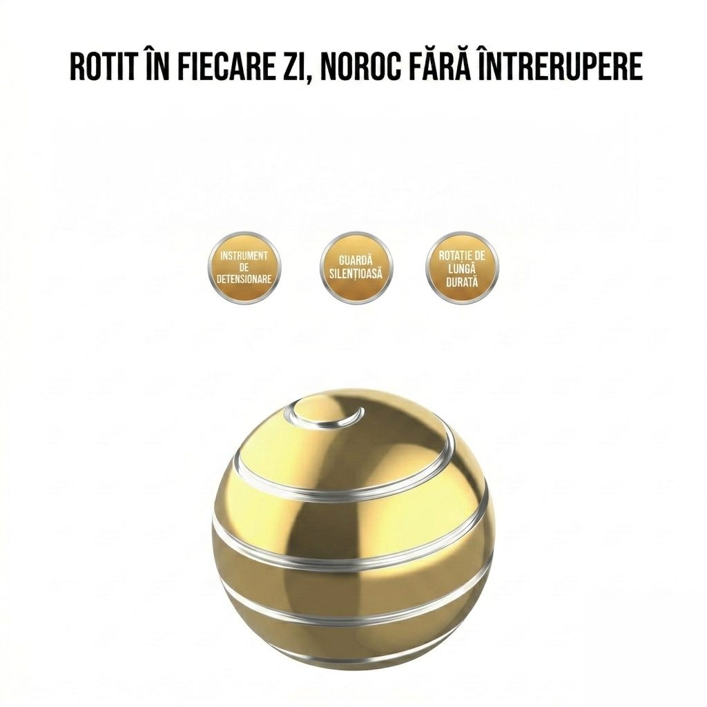 Sfera Fidget Spinner Metalic, Flippy, Corp Aliaj Zinc, Rulment Inox, Jucarie Antistres pentru Focus si Relaxare, Diametru 40 mm, Gadget pentru Birou, Scoala, Cadou pentru Copii si Adulti, Auriu - vivimall.ro