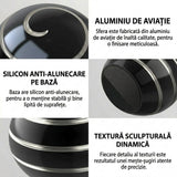 Fidget spinner metalic Flippy negru, detaliu rulment inox pentru rotație fluidă și silențioasă