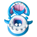 Colac de inot gonflabil pentru copii, Albastru, Model Rechin, 90 cm, Vivimall - vivimall.ro