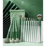 Set 13 pensule pentru machiaj, Vivimall, super soft, makeup profesional/incepatori, verde - vivimall.ro